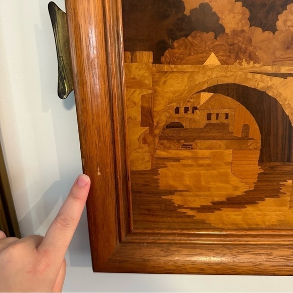 VTG Germany Buchschmid & Gretaux Wood marquetry Inlay Old Heidelberg Tray Art - Picture 6 of 7